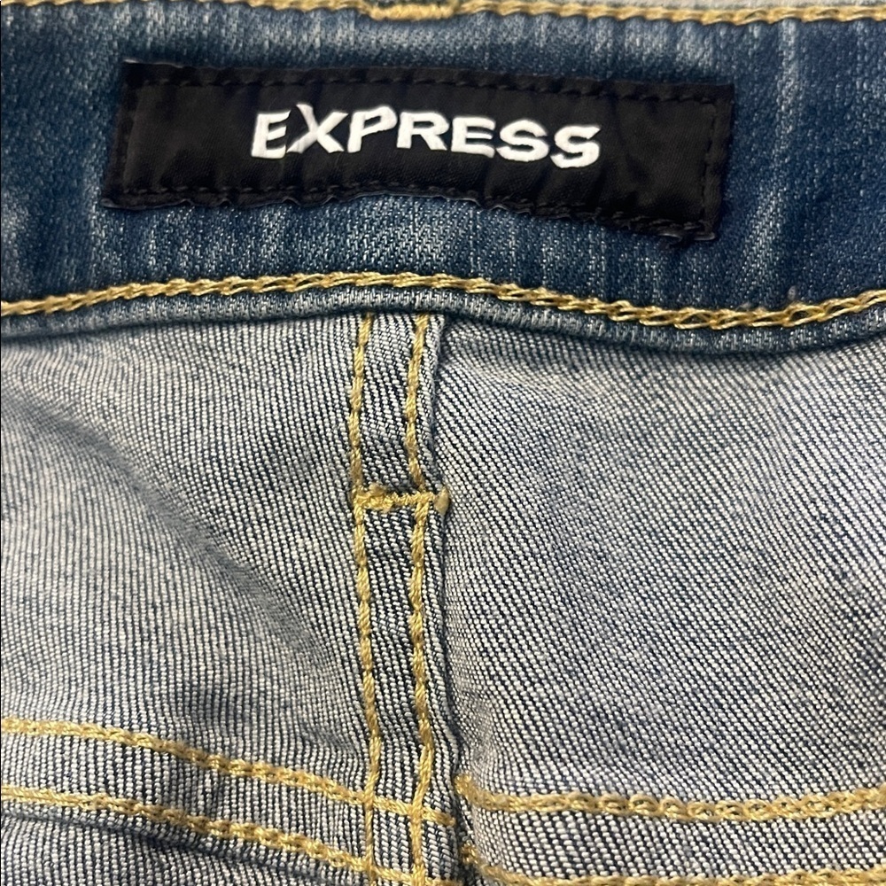 Express Hyper Stretch Distressed Slim Straight Jeans Mens 36x34 Blue - Picture 12 of 13